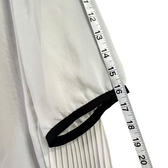 Ted Baker Jenya Blouse S Off White Black Pleated Peter Pan Collar Modest Chic - Picture 7 of 16
